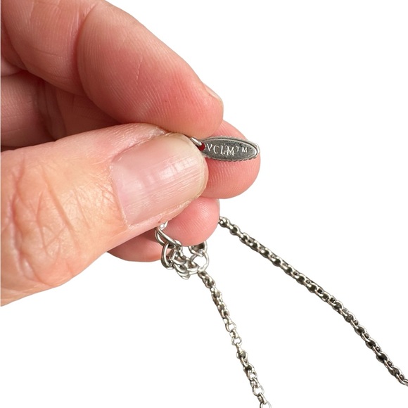 VCLM Hammered Disk Silver Necklace - Picture 5 of 7